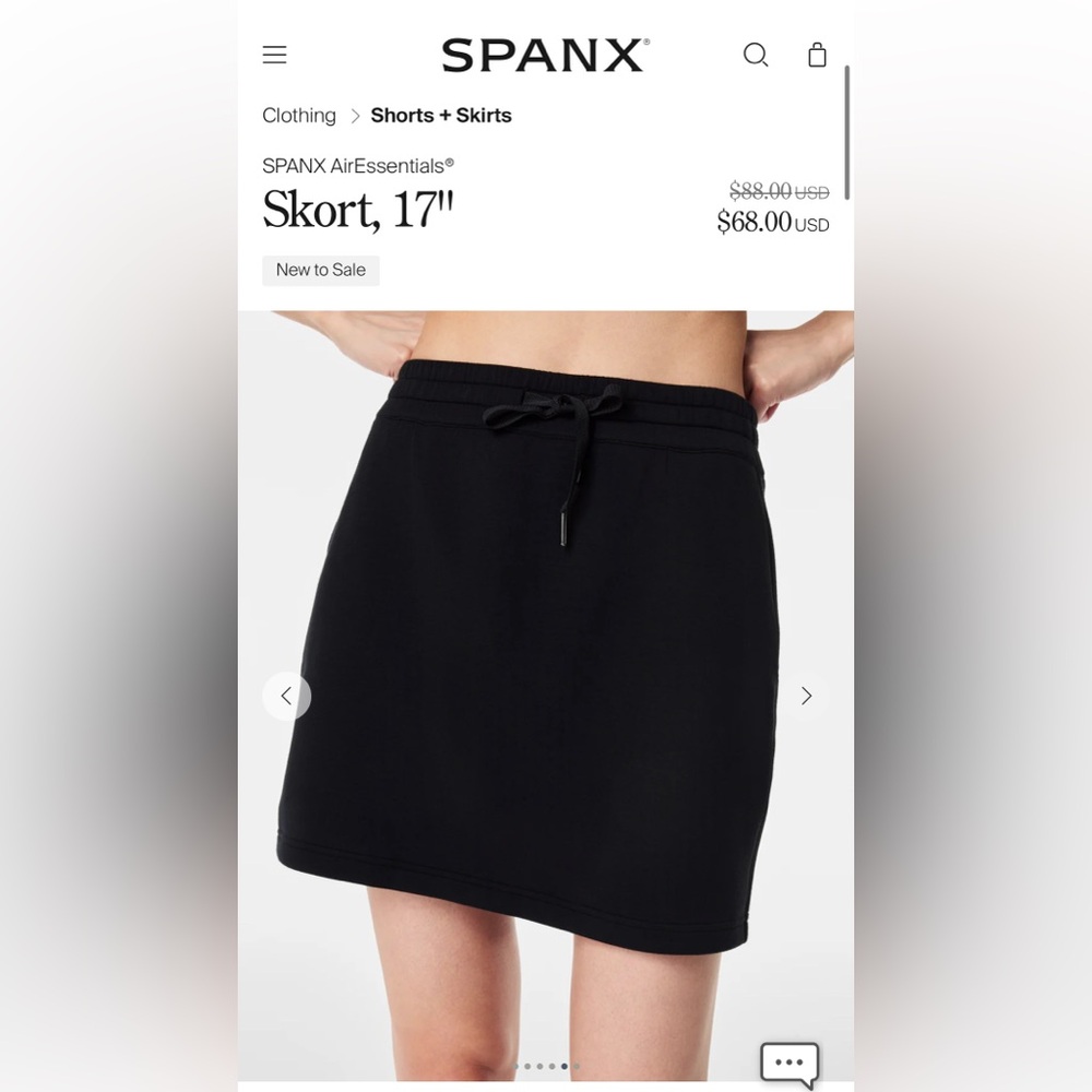 SPANX Black Air Essential Skort- SOLD out in store and online.